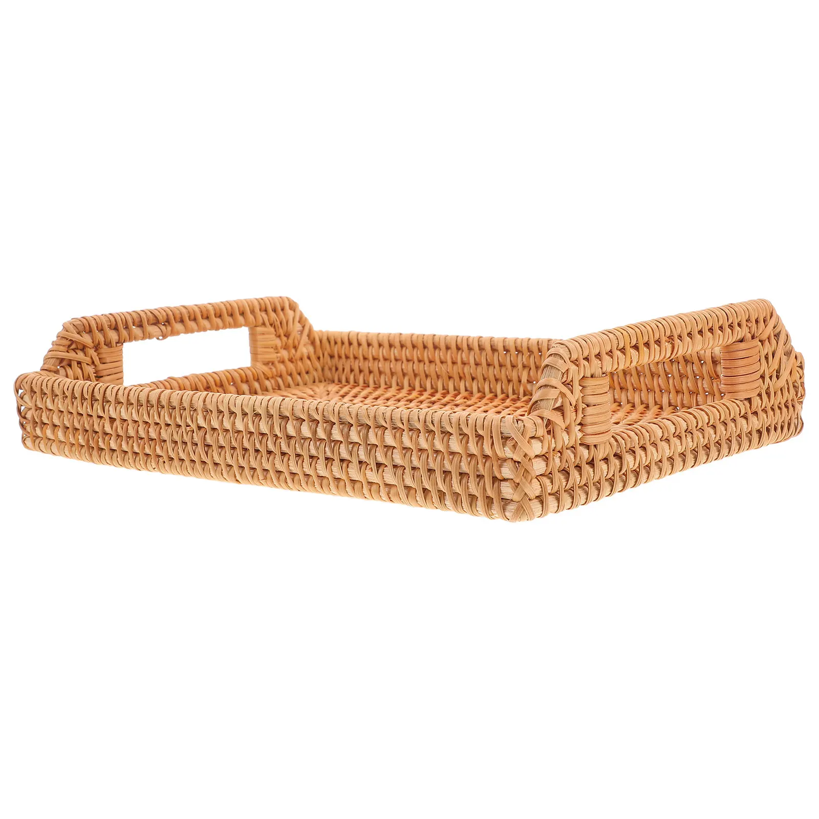 

Rattan Woven Storage Basket for Home Decor Organizer Holds Towels Bread Cosmetics Books Multi Use in Office Hotel