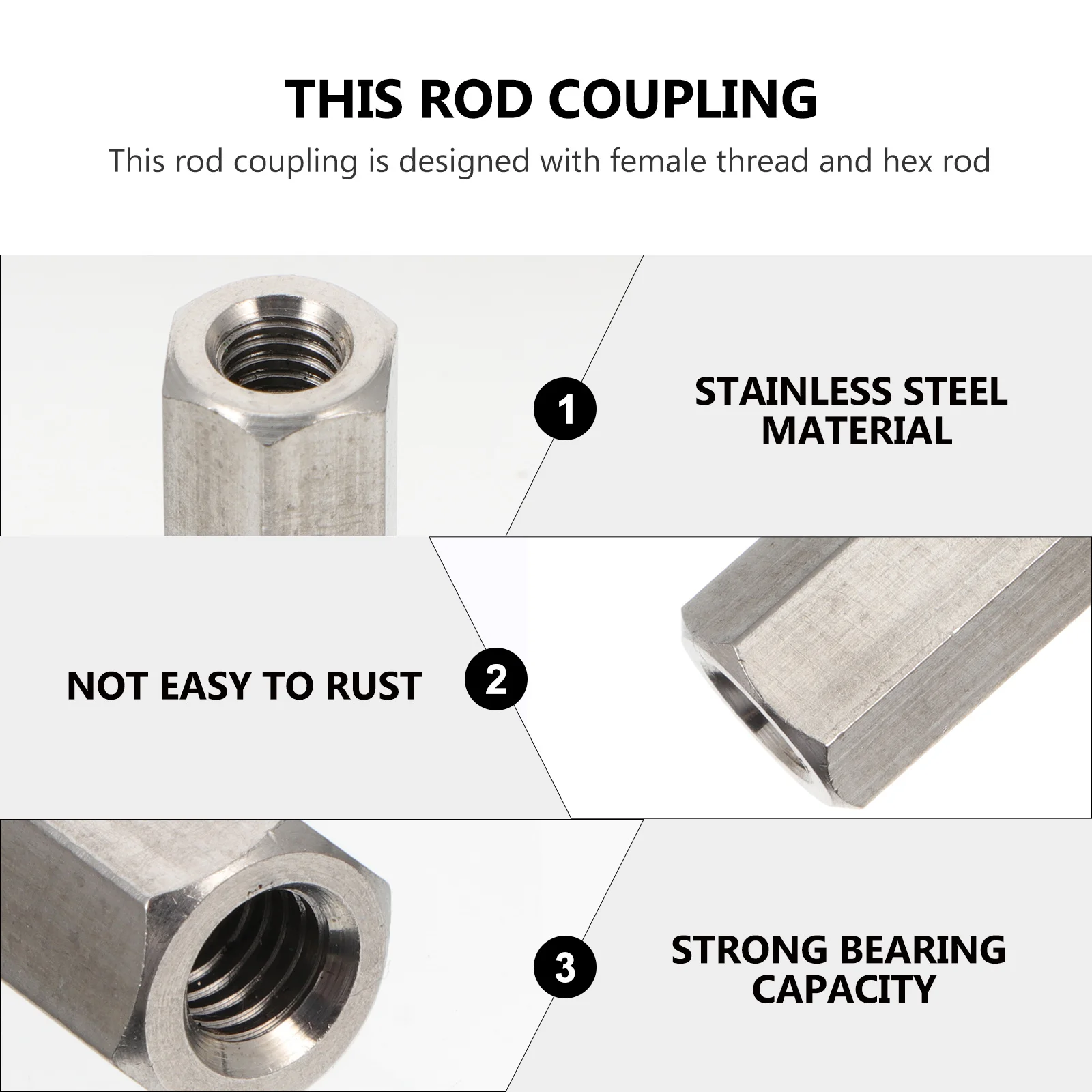 

4Pcs Hexagon Nuts Strong Coupling Screws Stainless Steel Construction Long Life Indoor Outdoor Corrosion Resistant