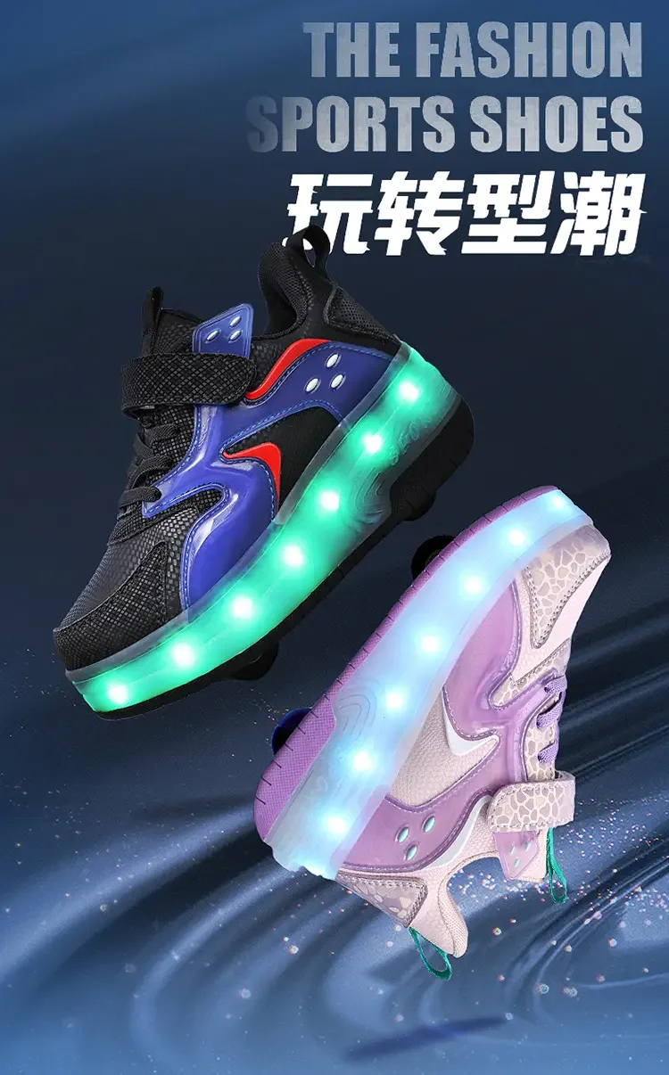 Nuevo 2025 zapatillas de deporte para niños, patines para niñas, patines de hielo, zapatos para caminar con ruedas, calzado informal, zapatillas de deporte para niños