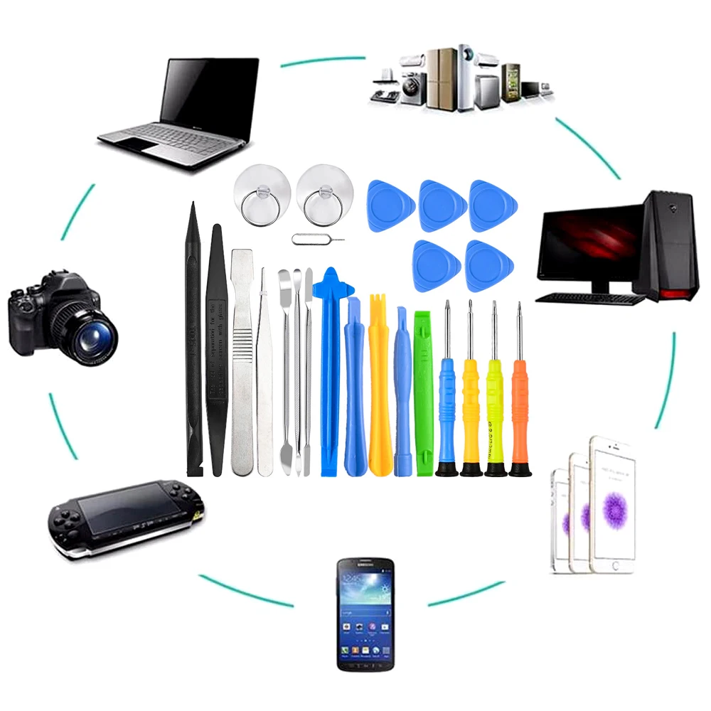 Mobile Phone Repair Tools Set, Pry Abertura Chave de Fenda, Mão Desmontar Ferramenta, iPhone, Laptop, Computador, 14 pcs, 22 pcs, 25 pcs, 26 pcs