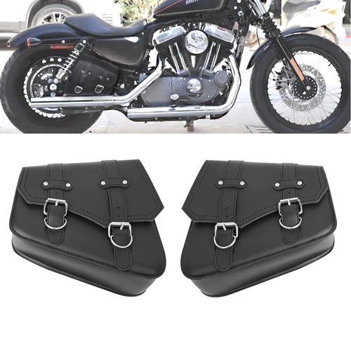 Alforjas universales de cuero PU para motocicleta, bolsa lateral de equipaje para Harley Sportster XL 883 1200 Honda Yamaha Bobber personalizada