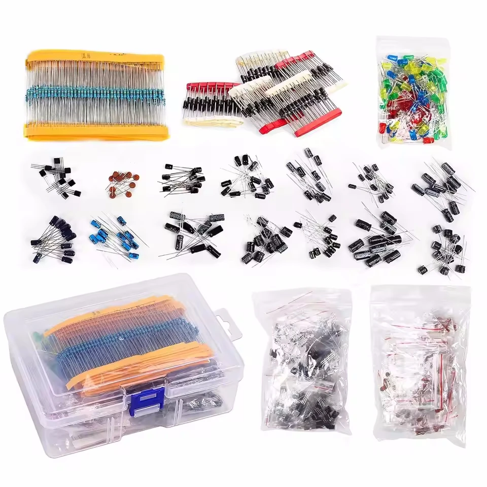Electronic Component Kit including Assortment + Capacitors + Resistors + LED + Transistors + DC Jacks + PCB +opamp