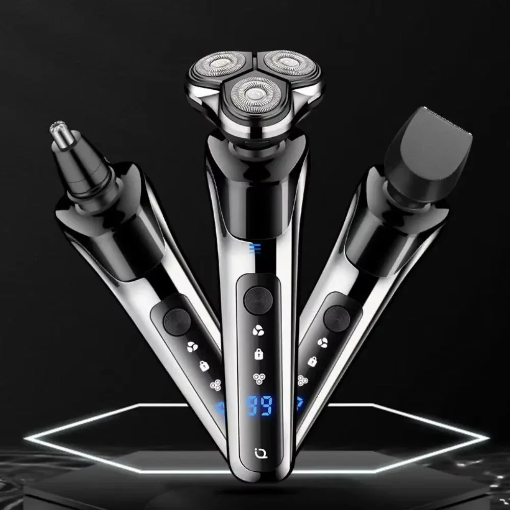 3-in-1 Electric Shaver Rechargeable High Power For Men 5000 Digital Display Washable Nose Hair Remover Sideburn Remover