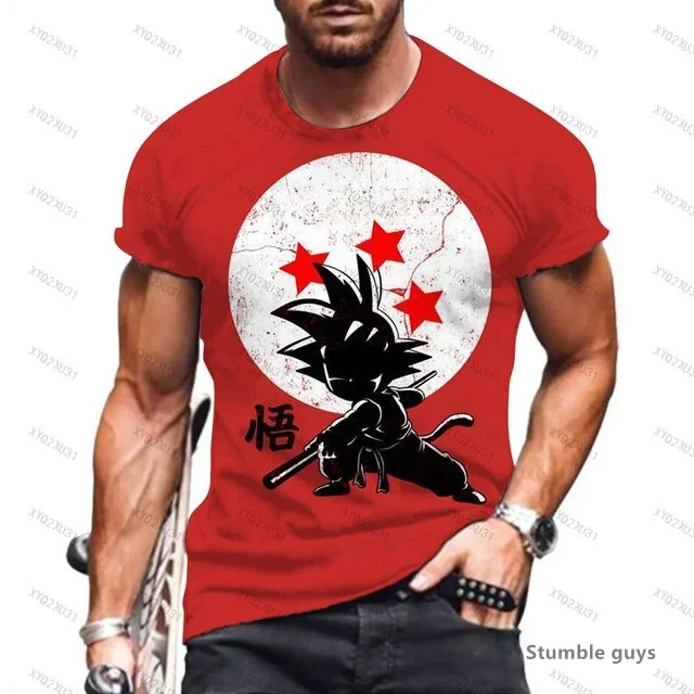 

2025 Summer Fashion Men's Goku Clothes Dragon Ball Z Tshirt Man T-shirt Harajuku Style Trend Tops Boys Teen Clothing