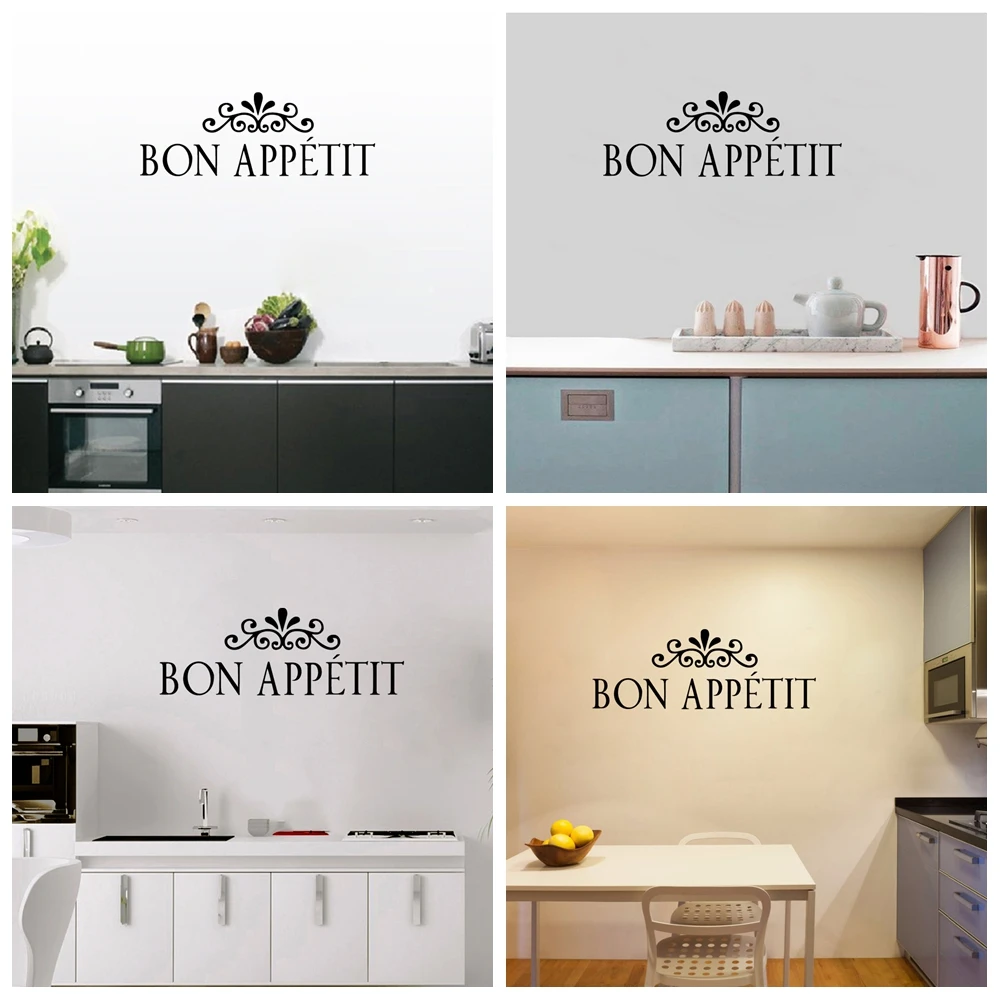 1 pc diy hot sale bon appetit Wall Art Decal Decoration Fashion Sticker for kitchen vinyl Wall Stickers Waterproof Wallpaper