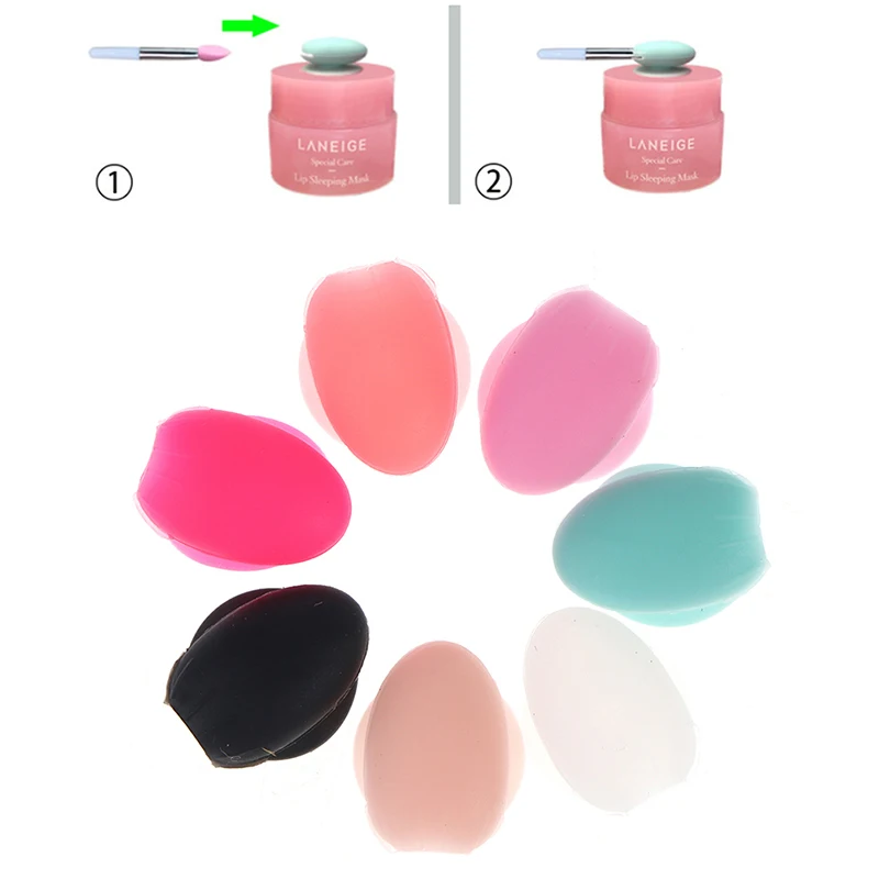 5Pcs Soft Silicone Lip Balms Lip Mask Brush with Sucker Dust Cover Lipstick Cosmetic Makeup Brushes Lipstick Brush Storage Box