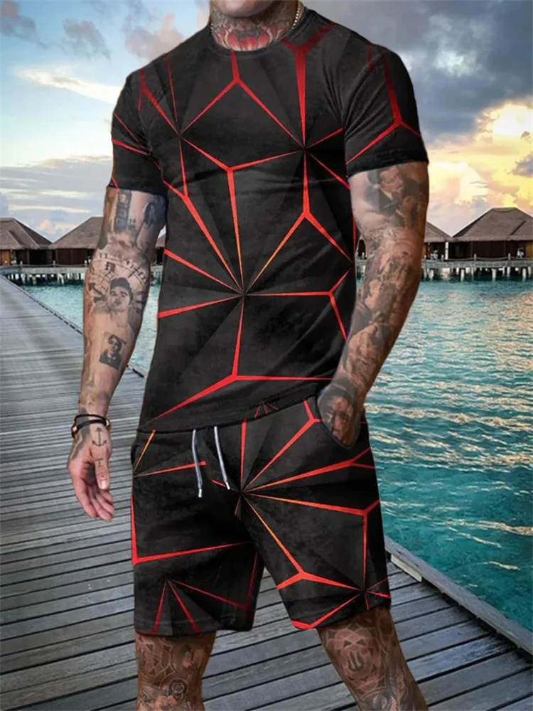 Summer Beach Short Suit For Male Sport Oversize 2-piece Street Outfit High Fashion Trendy Loose Set Casual Luxury Designer men