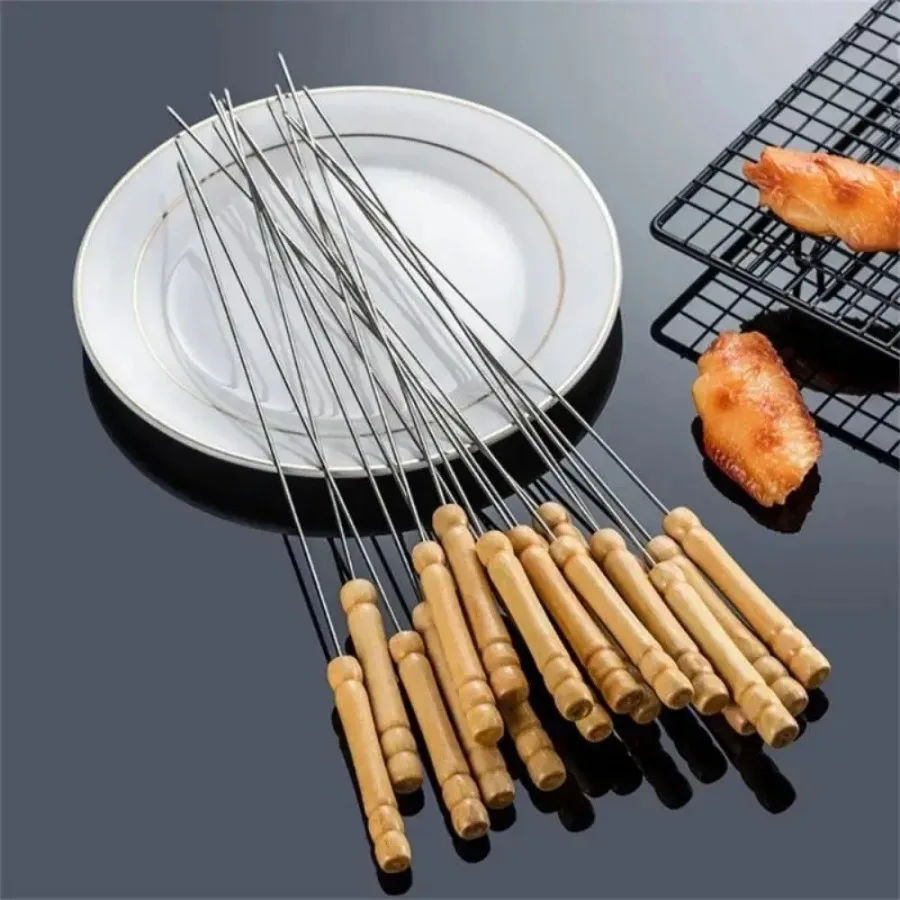 Foldable BBQ Grill Mat Wooden Handle Reusable Meat Fish Clip Holder Stainless Steel Barbecue Grilling Grill Mesh Grilling Basket