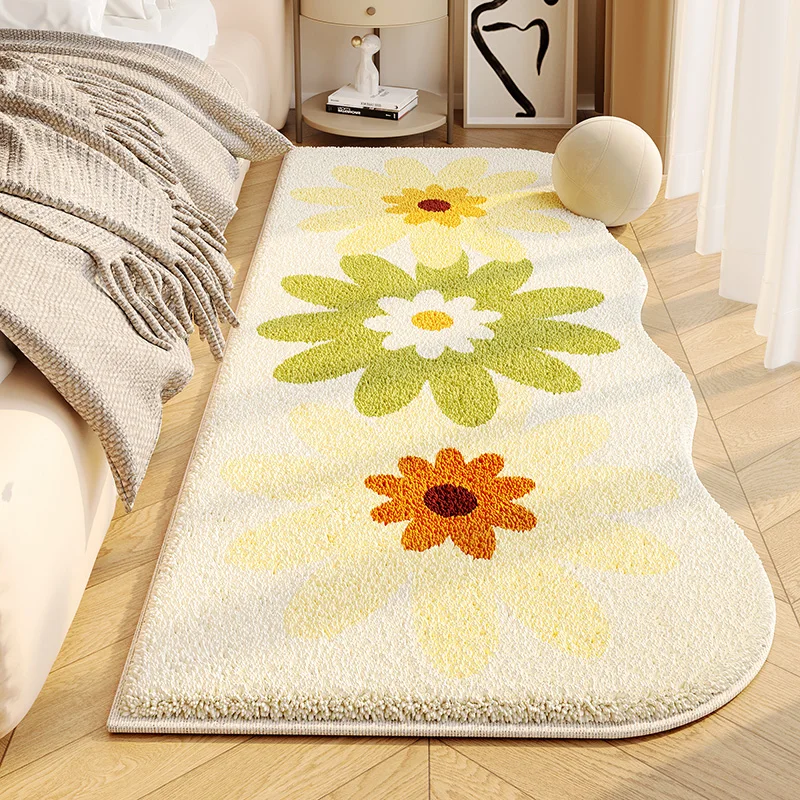 Floral Fluffy Soft Carpet Bedroom Bedside Thickened Waterproof Anti Fouling Carpets Sofa Coffee Table Anti Slip High End Rug