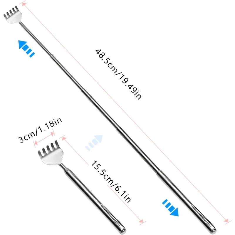 Adjustable Stainless Steel Back Scratcher with Retractable Claw for Portable and Convenient Massage and Tickle Relief