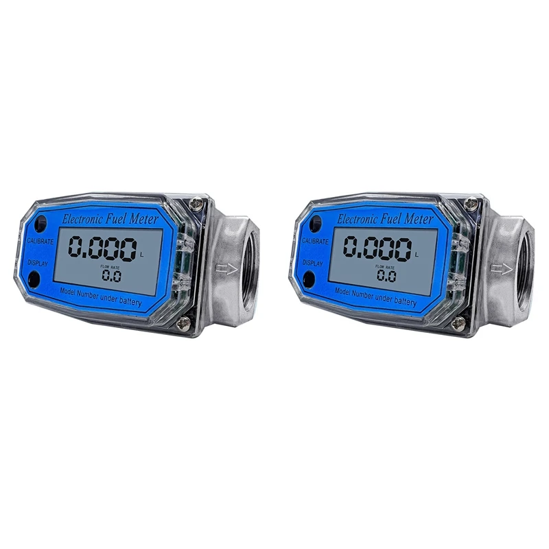 

HOT SALE 2X 25 Digital Turbine Flow Meter For Measuring Gasoline Water Sea Liquid Flowmeter Blue