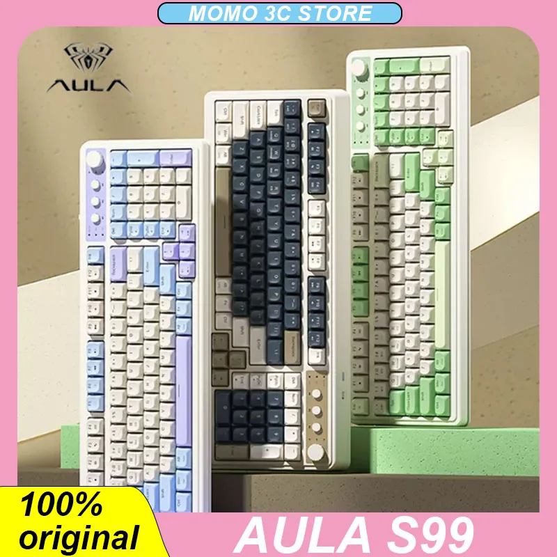 

Aula S99 Membrane Keyboard Three Mode Wireless Buletooth RGB Backlight ABS Keycaps 99Keys Gaming E-soprts Mechanical Keyboards