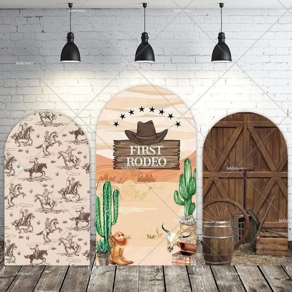 First Rodeo Arch Backdrop Cover Baby Boy 1st Birthday Western Cowboy Party Decor Chiara Wall Photography Background Customized