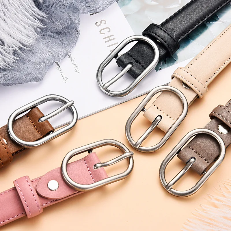 Luxury Women Genuine Leather Belt Metal Pinhole Buckle Multicolor Waistband Lady Fashion High Quality  Designer Belt Female 2021