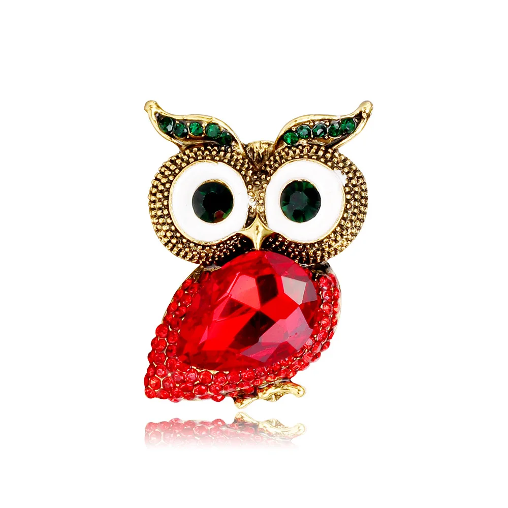Hot Selling Animal Bird Brooch Rhinestone Decoration Owl Design Women\'s Brooch Pin Badge Gift Jewelry Wholesale