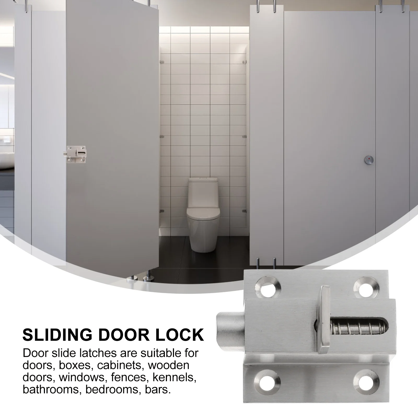 1Pcs Stainless Steel Door Window Spring Latch Security Slide Lock Durable Door Safety Lock Gate Bolt Latch Parts