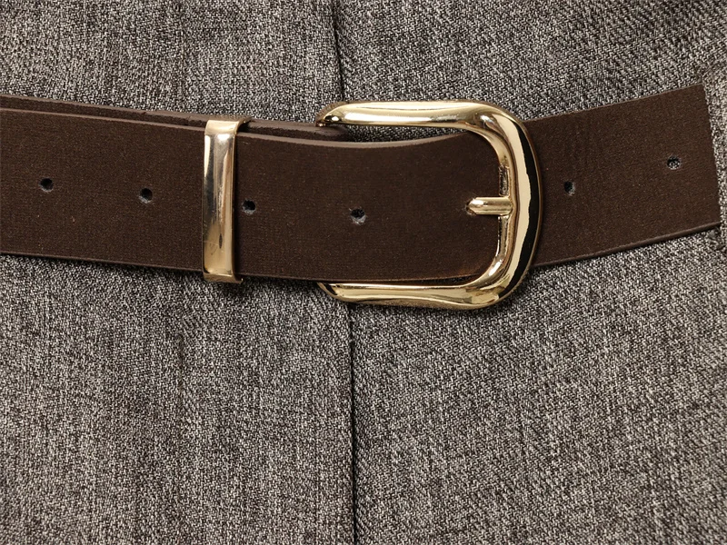 Pantalon femme 2025 automne nouveau Style couleur kaki avec ceinture rayure diagonale Design Simple mode décontractée adapté aux déplacements domicile-travail