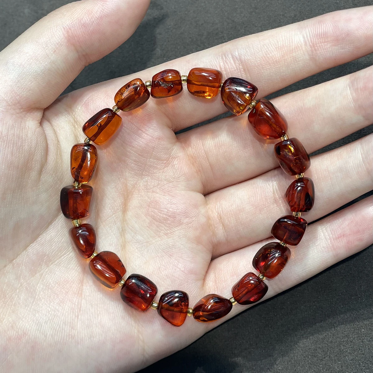 Body Jewelry Diy - Bracciale in Ambra Naturale 7x10mm-18cm, Ambra