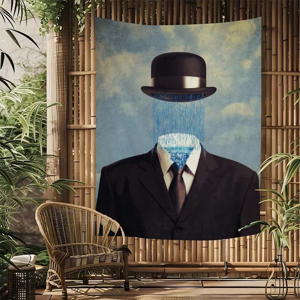 Rene Magritte Gedrukt Groot Wandtapijt Indiase Boeddha Wanddecoratie Hekserij Boheemse Hippie Decor Deken