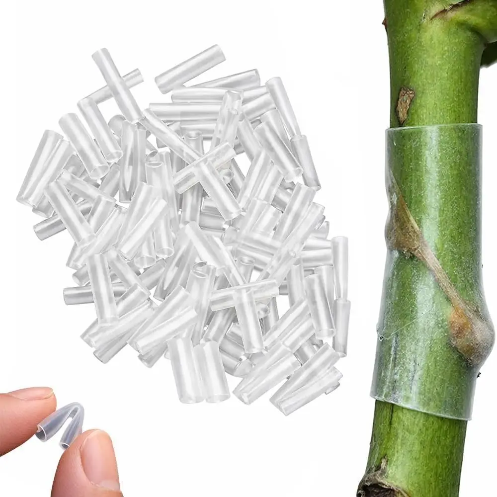 80pcs Silicone Grafting Sleeve Tubes Trunk Protective Stretchable Plant Sleeve Graftings Flexible Budding Tool Plant Grafting