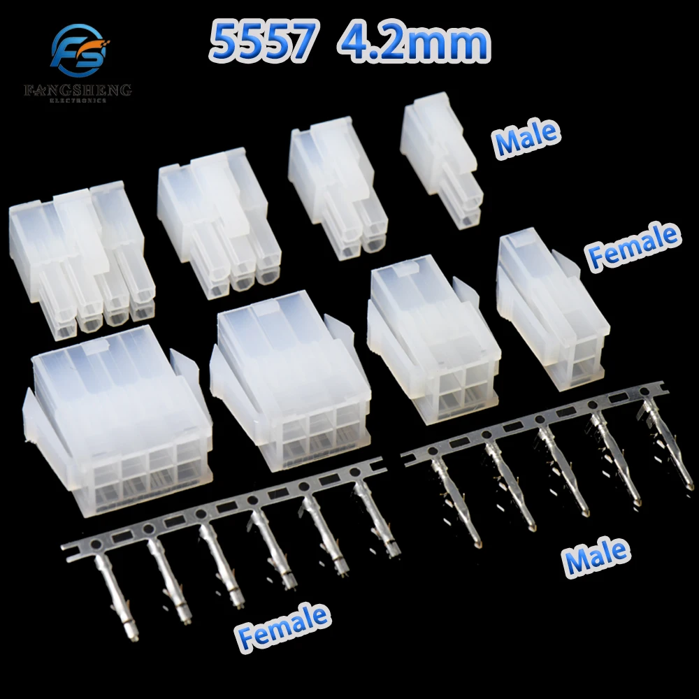 1/5Sets 5557 5559 2x2/3/4/5/6/7/8/9/10/11/12Pin 4.2mm Pitch Terminal/Housing/Pin Header Wire Connector Adaptor 5557 5559 Kits