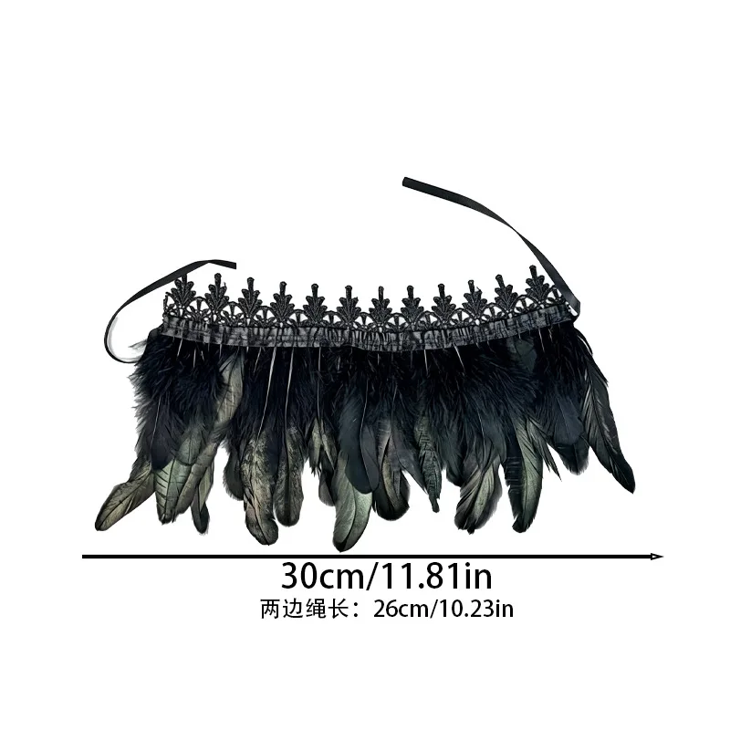 Gothic Feather Neck Collar Lace False Collar Costume Accessory for Women Party Cosplay Dress Up view 6
