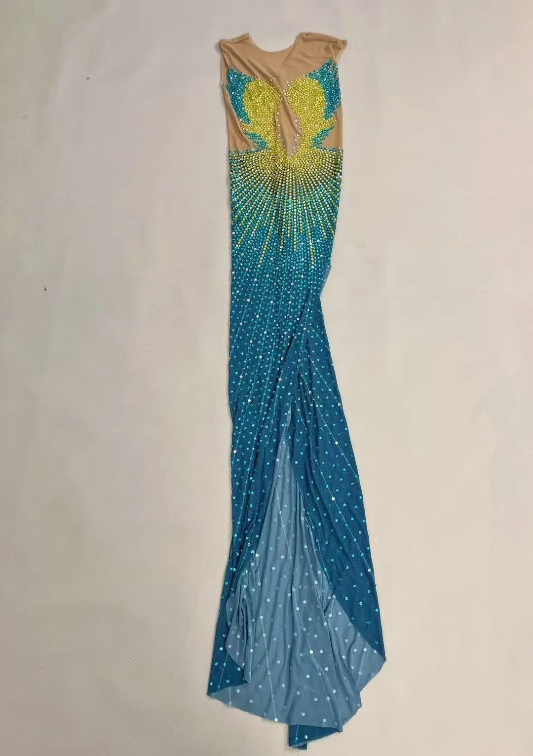 Sexy Special Designed Elegant Evening Gown Blingbling Rhinestones High Split Dress Birthday Party Outfit Performance Costume