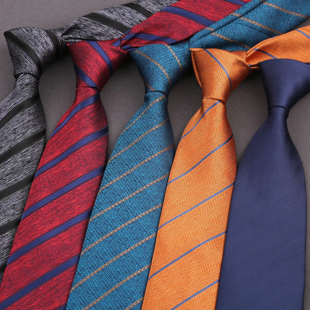비즈니스 캐주얼 대형 8cm 남성용 넥타이 패션 넥타이 클래식 남성 스트라이프 웨딩 직장 넥타이 자카드 직물 폴리 에스터 실크