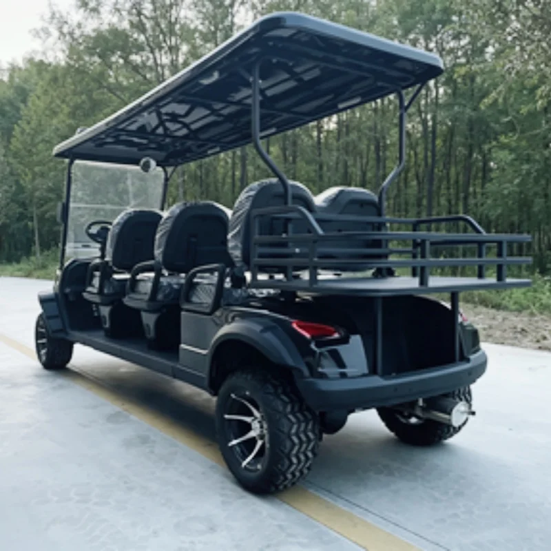 China Manufacturer Off Road Golf Cart Sport Motorized Utility Electric Golf Cart With Roof LED Light Strips Rear Cargo Box