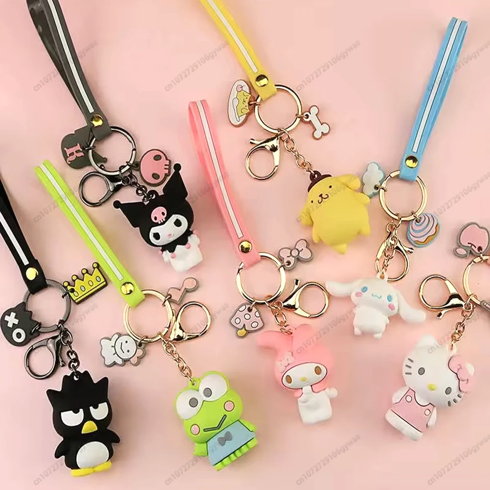 

MINISO Hello Kitty Keychain Cute Cartoon Melody Kuromi Cinnamoroll Doll Pendant Decoration Keyring Jewelry Girl&Child Gifts Toy