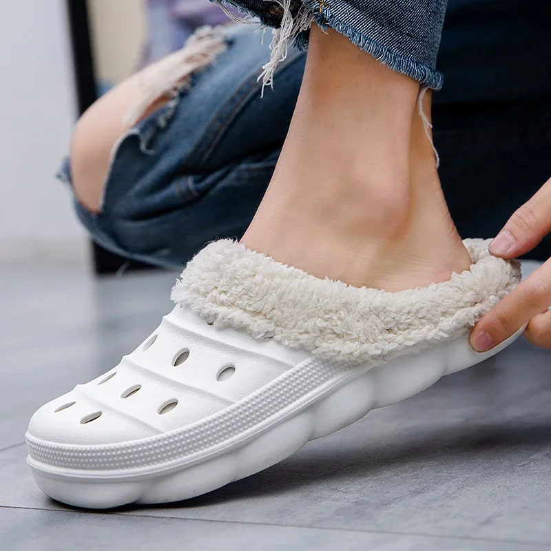 Men\'s padded slippers home outdoor warm thick cotton shoes winter cave shoes garden shoes leisure outdoor home