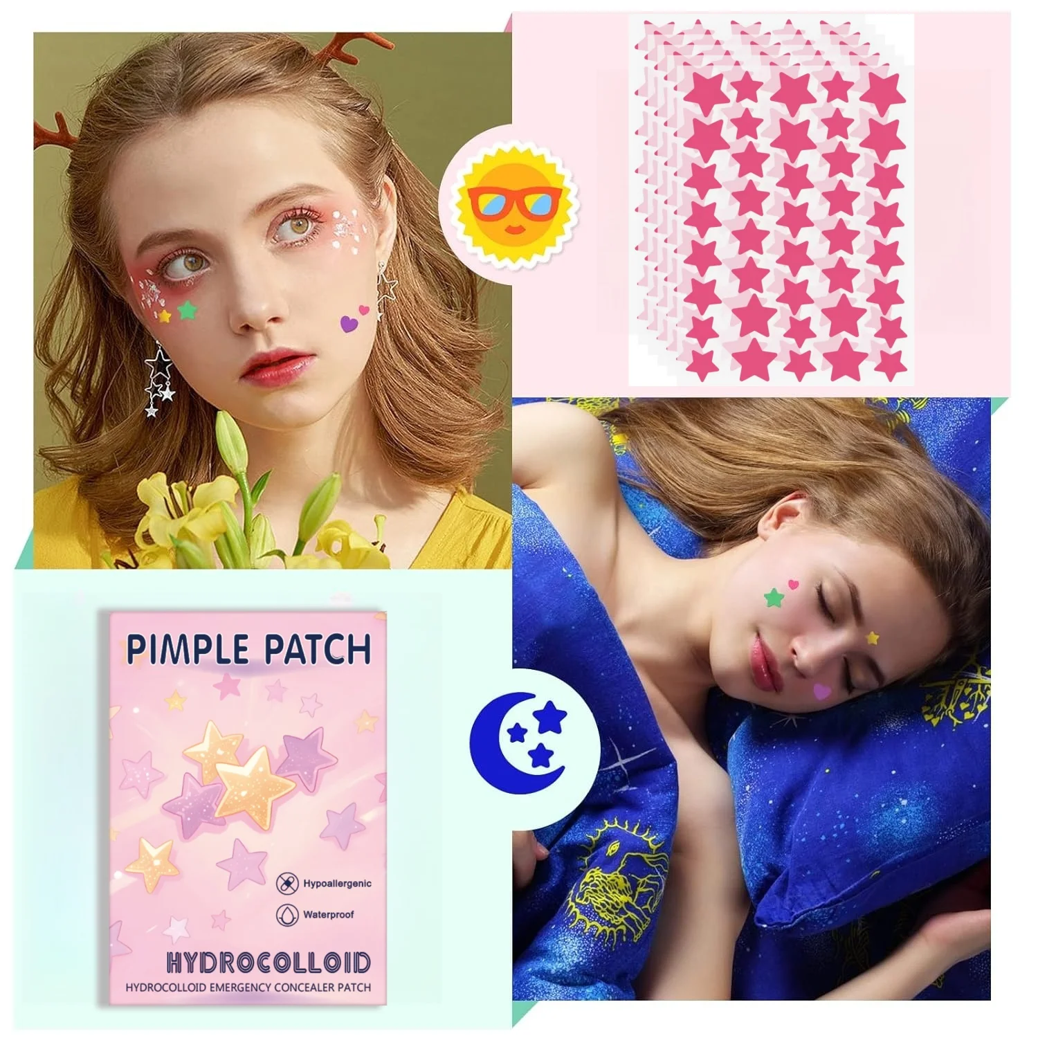 1400 قطعة من ملصقات حب الشباب على شكل نجمة، مقاومة للماء وقابلة للتنفس، للاستخدام اليومي للوجه، تغطية بشرة الوجه وأساسيات العناية #6