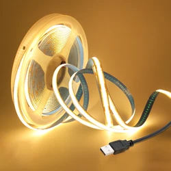 5V USB COB LED Strip Light 8mm PCB 320LEDs/M 1M 2M 3M High Density CW WW NW TV Backlight FCOB Linear Lighting for Room Decration