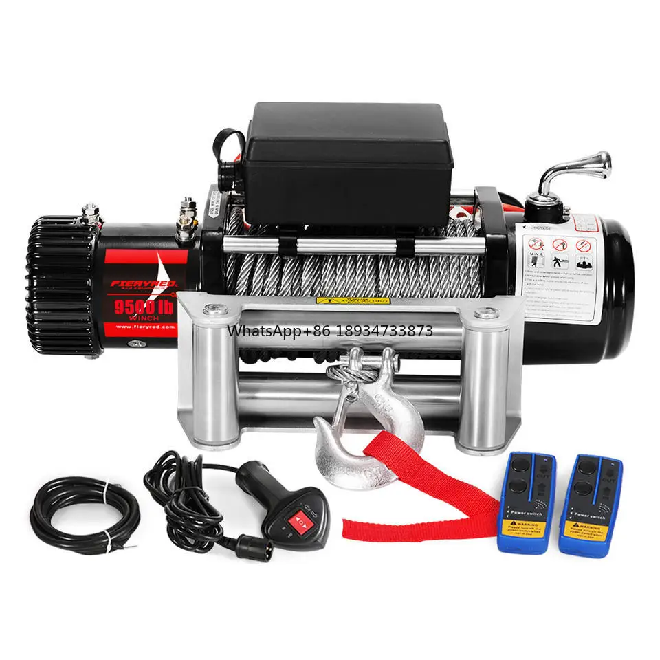 FIERYRED 9500LBS 12V Steel Cable Wireless Remote Electric Winch for ATV 4WD Truck