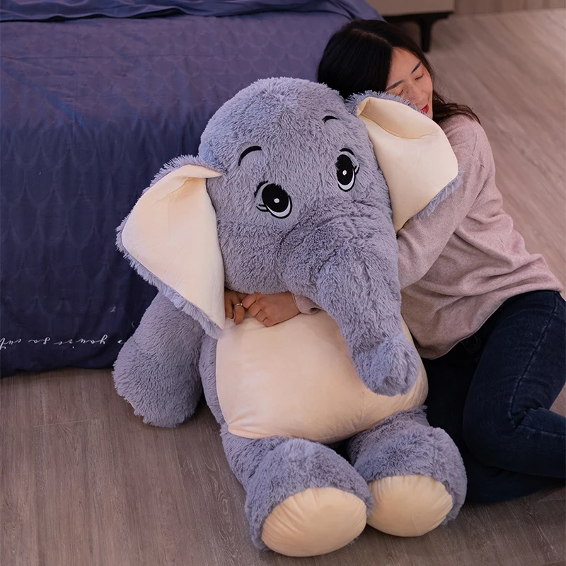 Giant plush Elephant toys Grey Stuffed Big flappy ears Long plush elephant Animal toys for Children Christmas gift for Children