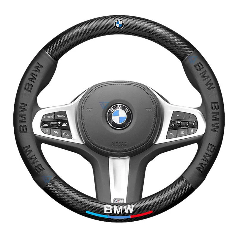 For BMW M E46 E90 E60 F30 E39 F10 F20 E87 E36 F20 F30 E92 1 2 3 5 6 7 Series X1 X3 X5 X7 Carbon Fiber Car Steering Wheel Cover