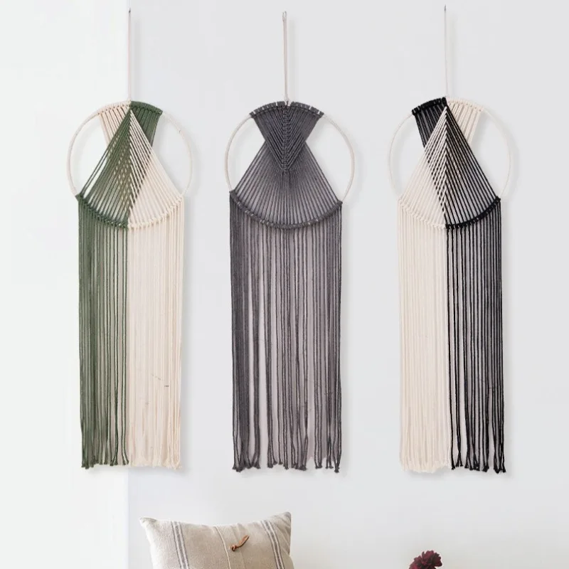 Nordic Style Macrame Wall Hanging Tapestry with Tassels Modern Home Decor Cotton Rope Handmade Boho Decor Living Room Bedroom