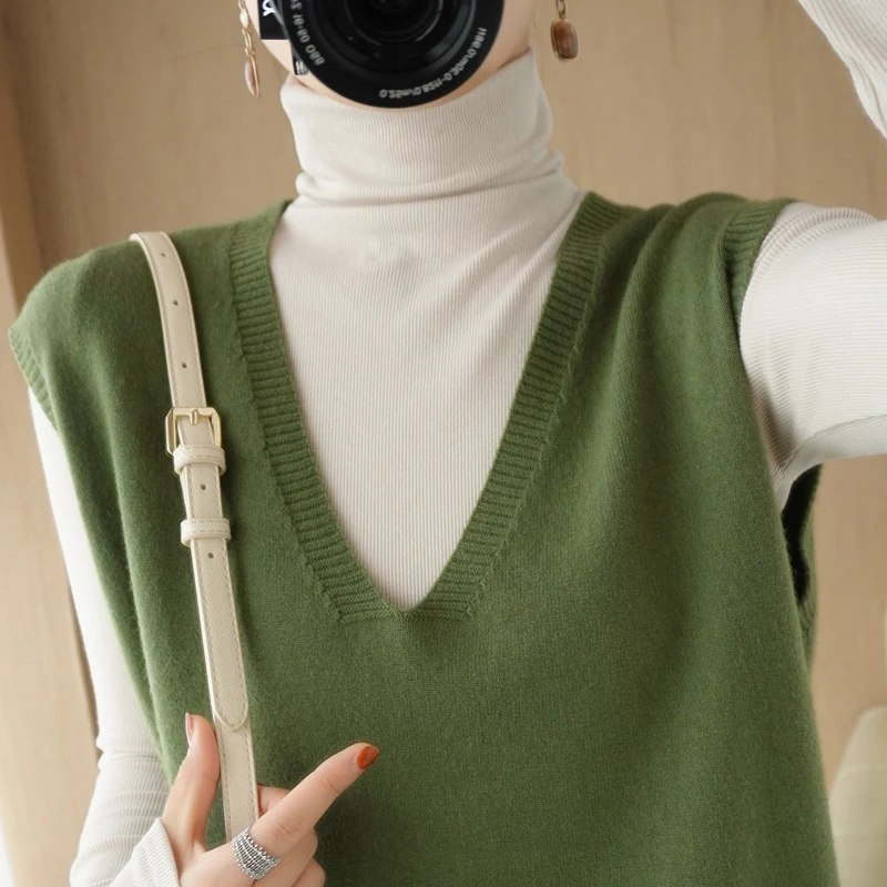 

Women's Loose V-Ne Svel Knitted Vest 2023 Autumn Winter New Sle Base Layer Tank Top Slimming Knitwear