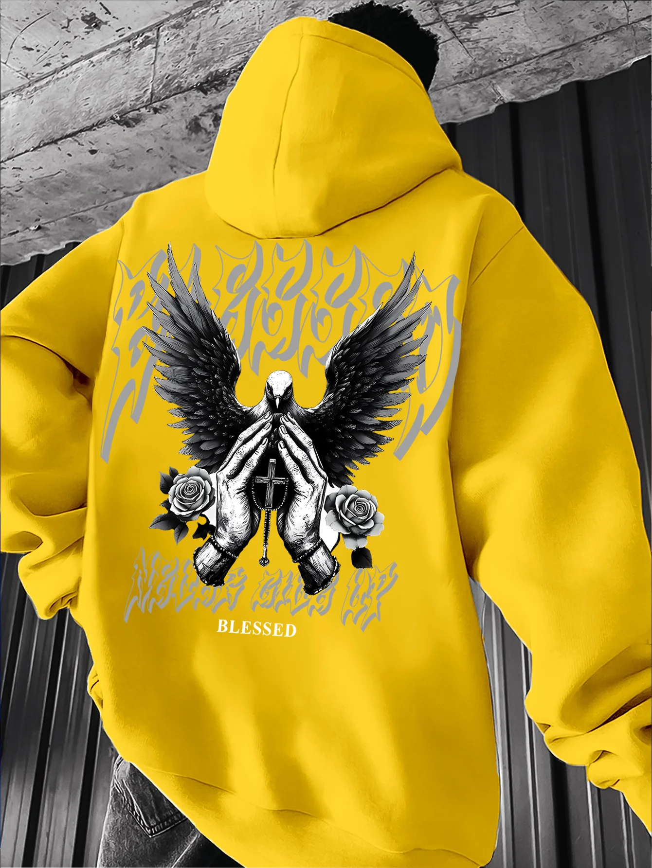 Autumn/Winter New Halloween Street Style Religious Element Print Men's Hooded Sweatshirt Couple Casual Outfit Trendy Top