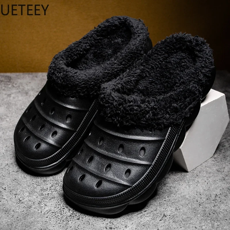 Men's Home Autumn Winter Cotton Shoes Platform Bathroom Kitchen Water Proof Soft Comfortable Slipper  Couple Slippers Anti-wear