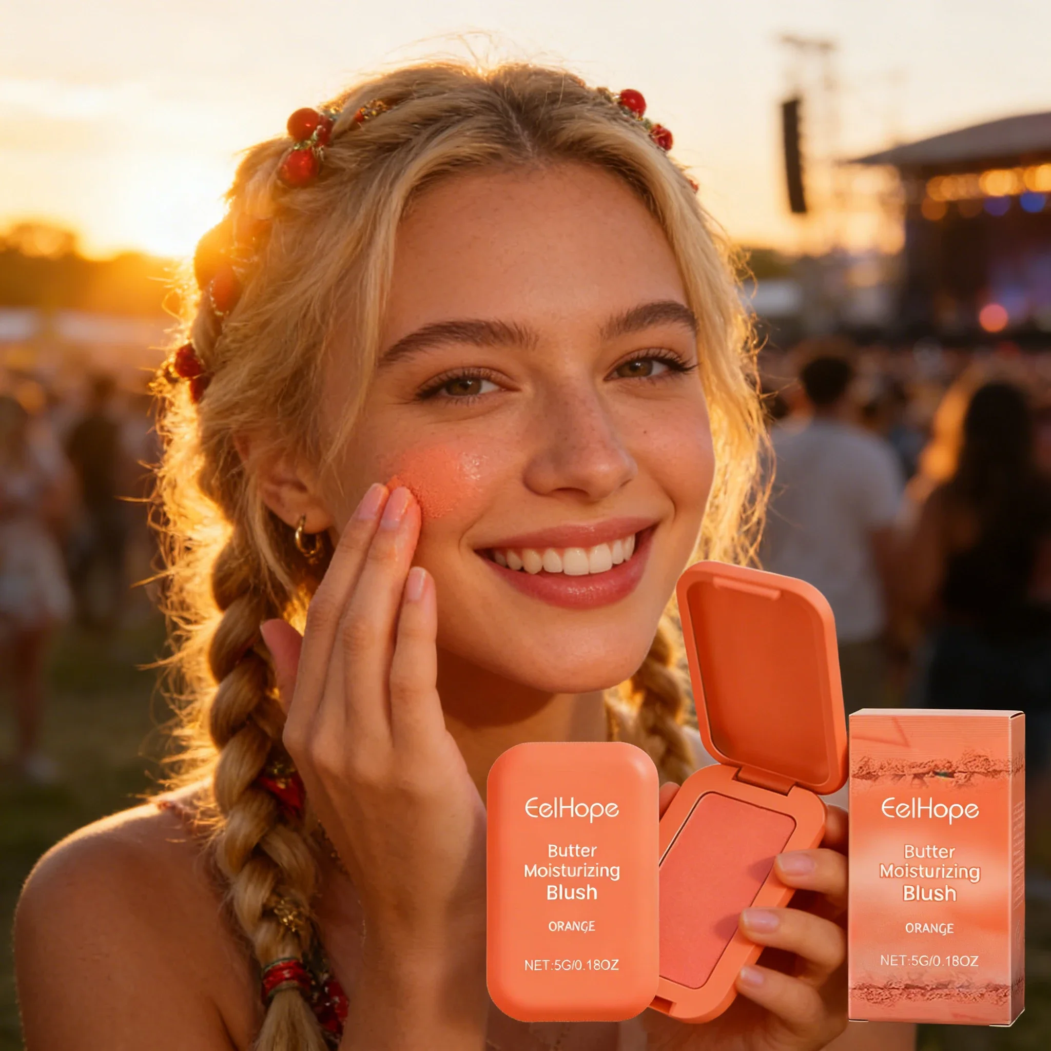 Rubor en Crema EELHOPE, Color Mate de Larga Duración para Contorno con Brillo Natural, Ideal para Maquillaje de Festivales de Música y Looks de Escenario