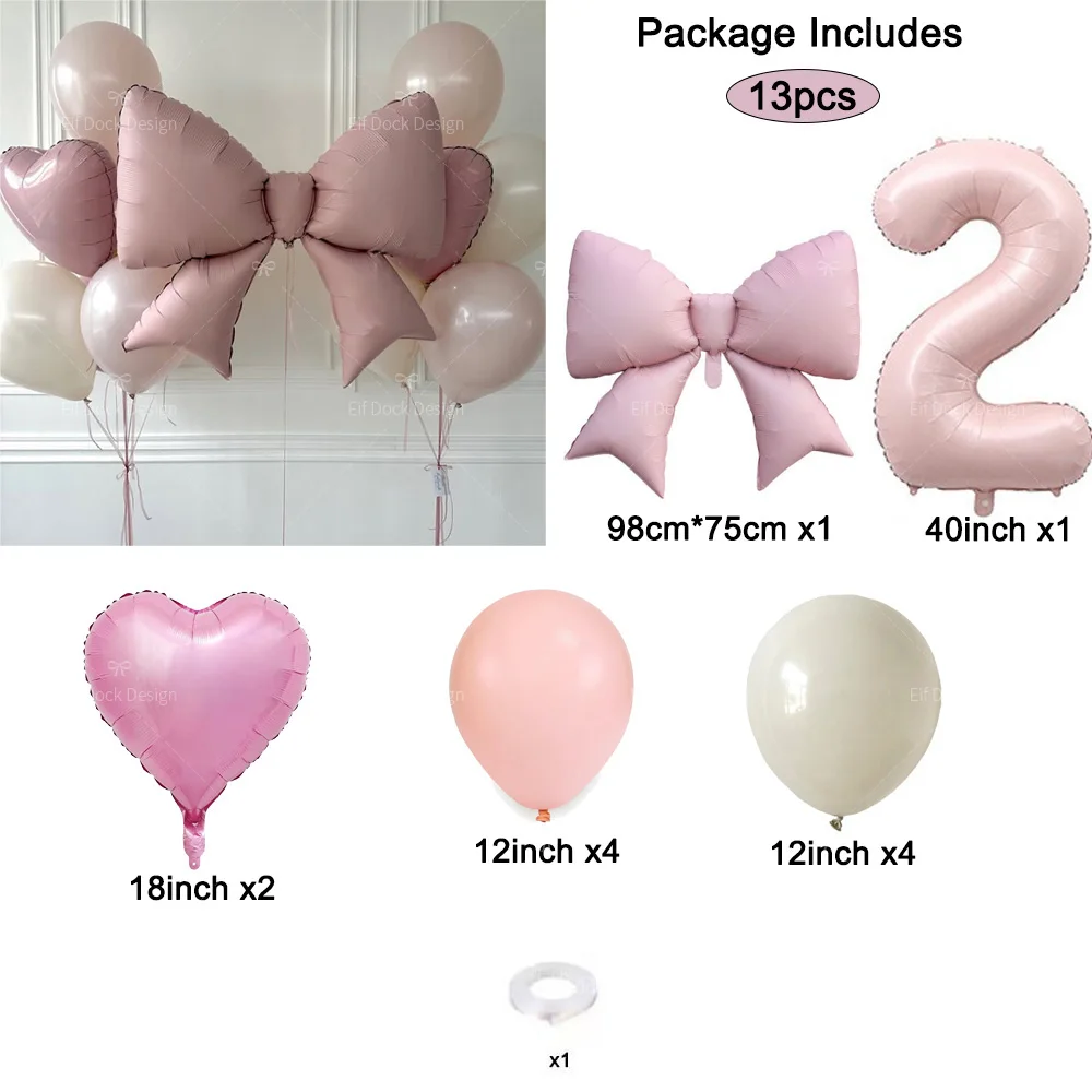 1 مجموعة الوردي القوس القلب بالونات الوردي الفضة عدد 1-9 احباط بالون للفتيات حفلة عيد ميلاد الزفاف المشاركة هدايا المناسبات