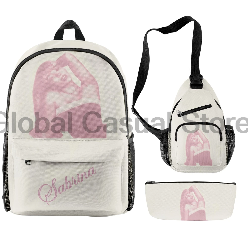 Mochila de Sabrina Carpenter, bolsa crossbody, sacos casuais, sacos de viagem para homens e mulheres, mochila merch, conjunto 3 pcs