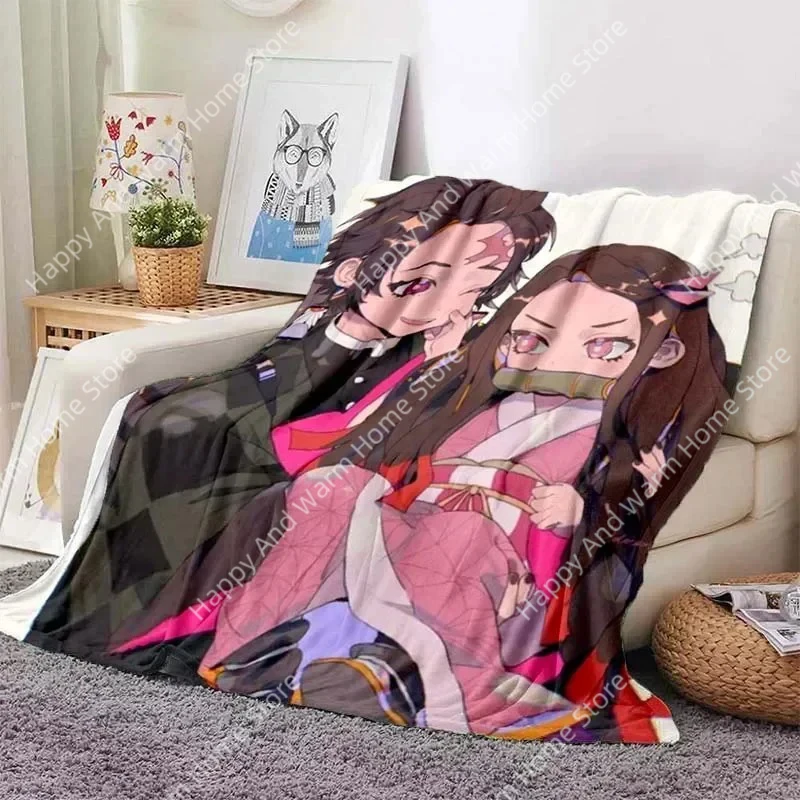 

Плюшевое одеяло из японского аниме «Убийца демонов» Камадо Незуко с героями мультфильмов, легкое домашнее простыня, чехол для дивана, портативное теплое одеяло для путешествий