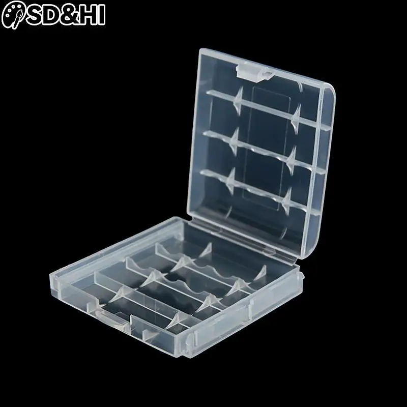 Caja de almacenamiento de batería AA AAA, 4 ranuras, carcasa de plástico duro, soporte, funda protectora con Clips, caja de almacenamiento de