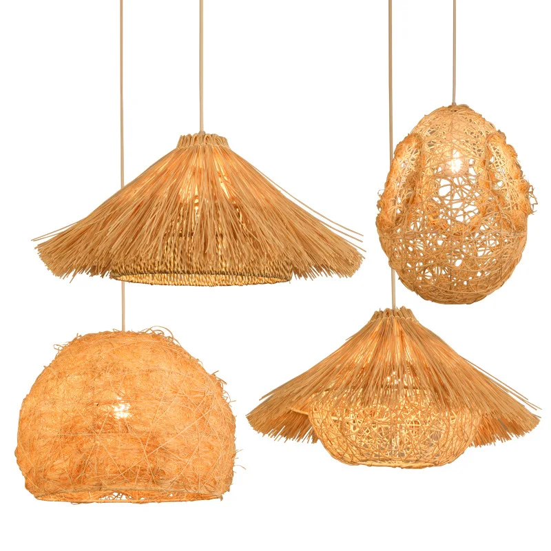 

Bird's Nest house chandelier luminaria handmade bamboo creative restaurant guesthouse Rattan art pendant lights