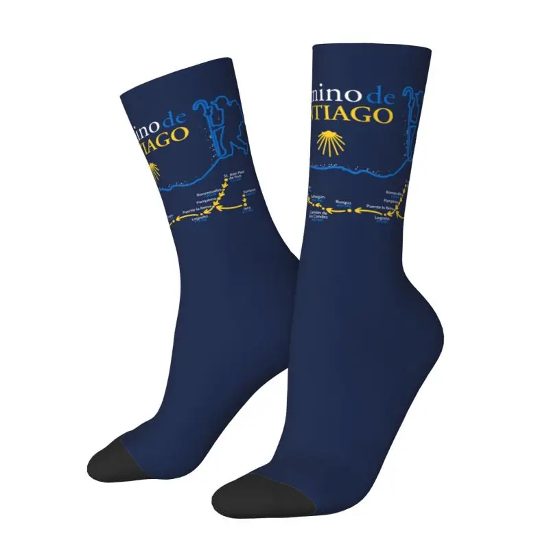 Custom Fashion Camino De Santiago Map Socks Women Men Warm 3D Printing Basketball Sports Socks