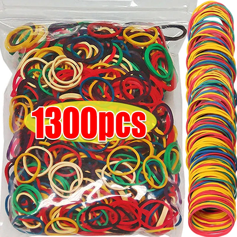 1300 Stück Gummi-Umreifungsbänder, farbige Gummibänder, Rindsleder-Gummibänder, Gummi-Ringe, Büro-Industrie-Gummibänder
