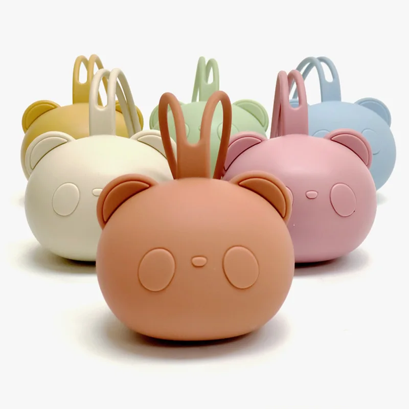 1Pcs Silicone Nipple Storage Bag For Newborns Kids Pacifier Holder Bear Shape Nipple Case BPA Free Safe Storage Box Accessories