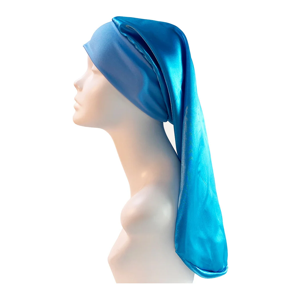 Long Satin Bonnet Sleep Cap Silk Sleeping Cap With Wide Elastic Band Loose Night Hat For Women Braids Curly Hair Natural Hair